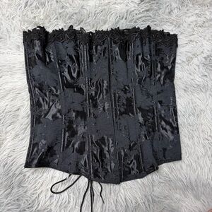 Vintage 80s 90s Empire Intimates Black Lace Up Corset Bustier USA Size 36